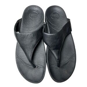 Fitflop Leather Black Sandals US 9 EU 41 Flip Flops Style 288-001